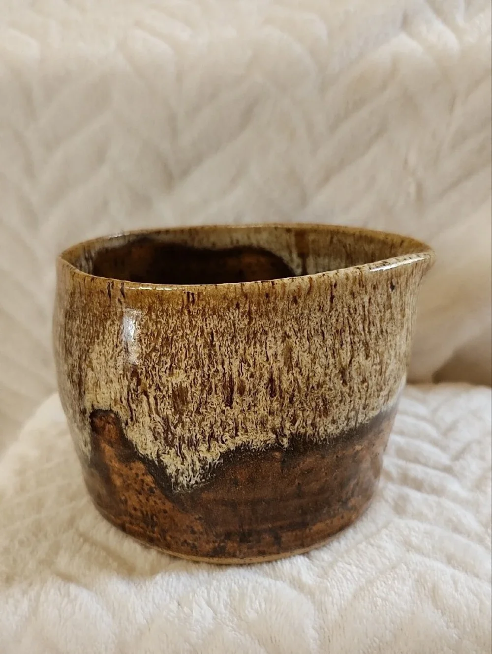 Handcrafted Brown & Cream Ceramic Bowl - Rustic Home Art